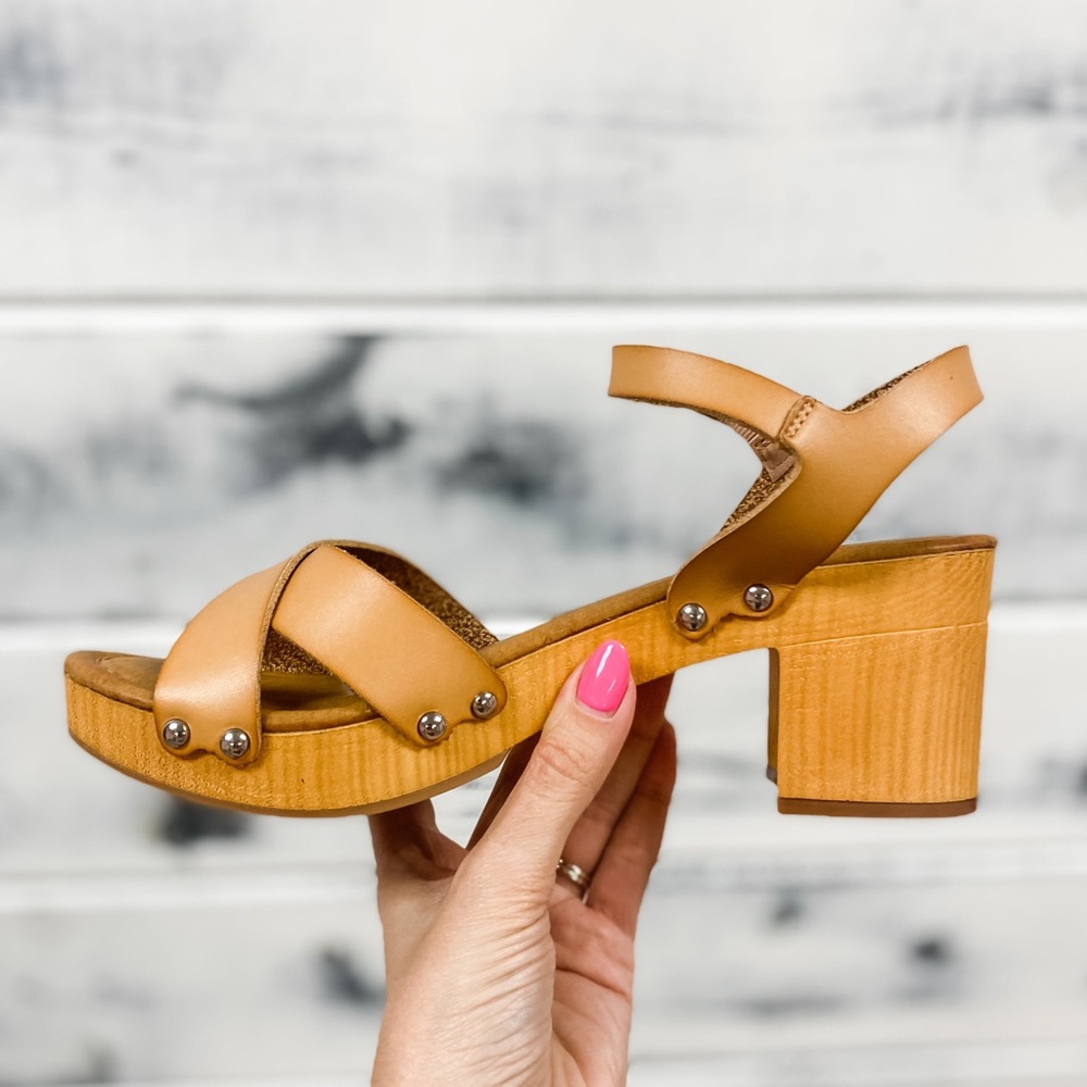MIA Tan Platform Block Heel Sandals